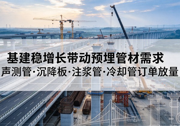 万山基建稳增长带动预埋监测管材需求，声测管、沉降板、注浆管订单持续放量
